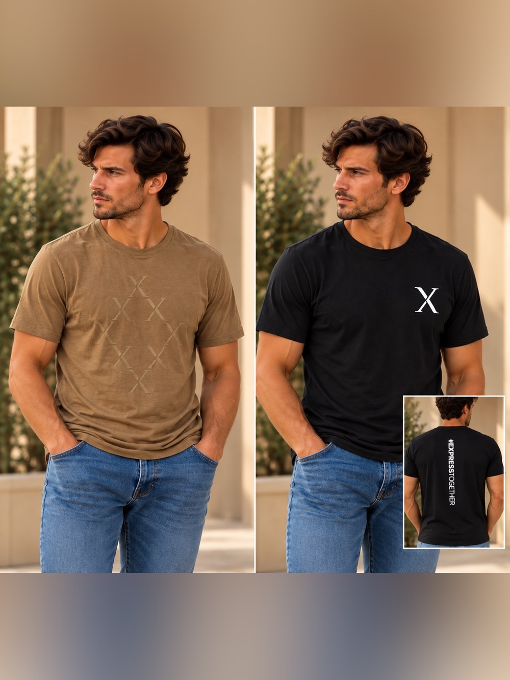 Express Menโs Graphic T-Shirt Bundle Size Large Black Brown Logo Tees